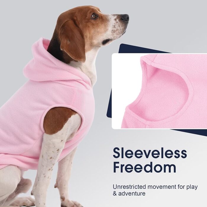 Теплий флісовий світшот-худі IECOii для великих собак, рожевий, 4XL. Комфортний пуловер з капюшоном для холодних днів, підходить для доберманів та інших великих порід.