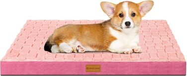 Ортопедичне собаче ліжко Patas Lague XL для великих собак, 106.7 x 71.1 см, водонепроникне, м'яке, тепле, зручне, з пінопластовою матрацом у формі стільців, знімний, пральний чохол та неслизьке дно, (S:20x15x3.5 IN, Рожевий)