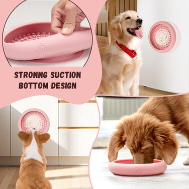 Нічна миска для собак Bestalk: зменшення тривоги, повільне годування, силікон, BPA-free, для ігор, рожева