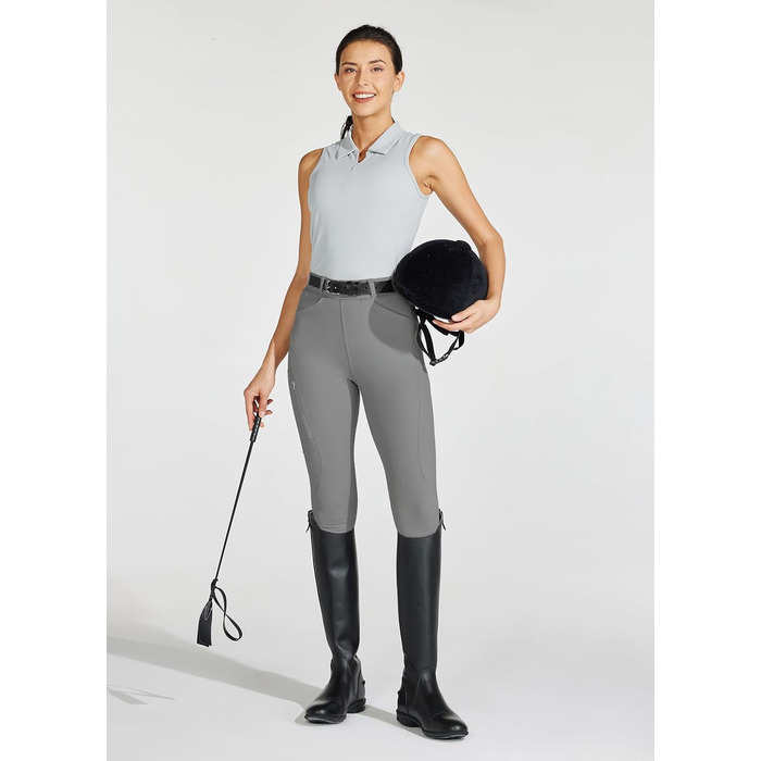 Легінси для верхової їзди WILLIT Daen з силіконовим покриттям, висока талія, кишеня на блискавці, сірі (M)