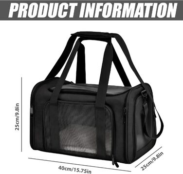 Транспортна переноска для котів WIYETY: переноска-торба для котів та маленьких собак, 3-6 кг, чорна, складана