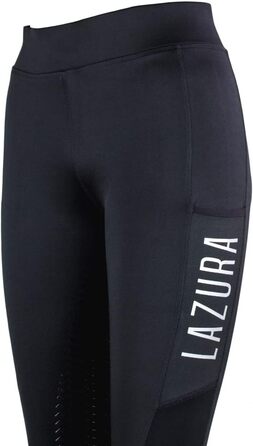 Лазура - Теплі рейтузи для верхової їзди для дітей та жінок Емілія | Утеплені термо-рейтузи з силіконовим повним обхватом | Рейтузи для верхової їзди для хлопчиків та дівчаток з флісовою внутрішньою стороною | Дитяча та жіноча верхова екіпіровка 176 Чорни