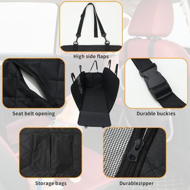 Захист для заднього сидіння автомобіля для собак, водовідштовхувальний, неслизький, з боковинами та оглядовим вікном, 137 x 147 см