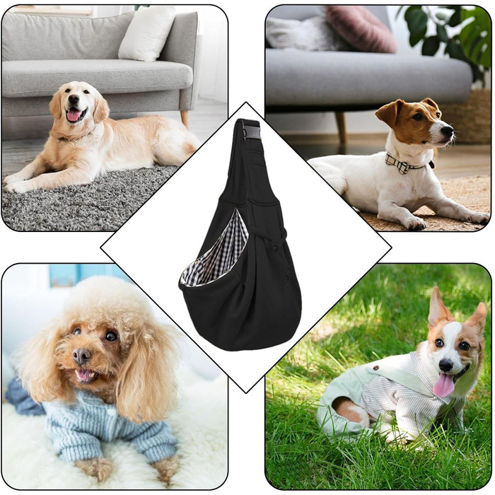 Сумка-переноска для собак Yakermur - чорна, для маленьких собак, регульована, для подорожей та прогулянок