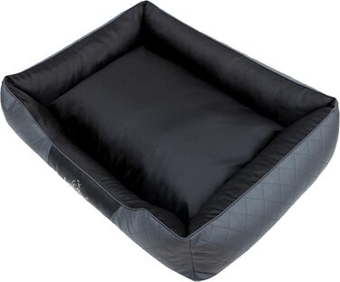 Лежак для собак HobbyDog Cesar Perfect, екошкіра і кодура, графітовий, 65x52x20 см
