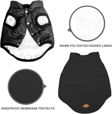 Зимовий одяг для собак Meioro: тепла куртка, жилетка, флісовий пуловер для малих та середніх собак (чорний, XL)