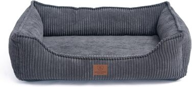 Ортопедичне собаче ліжко преміум-класу з корду для собак маленьких та середніх порід, з додатковою петелькою, водонепроникний внутрішній чохол, собаче ліжко-софа, подушка для собак, знімний та пральний чохол, 80 x 60 x 17 см, Сірий (M)