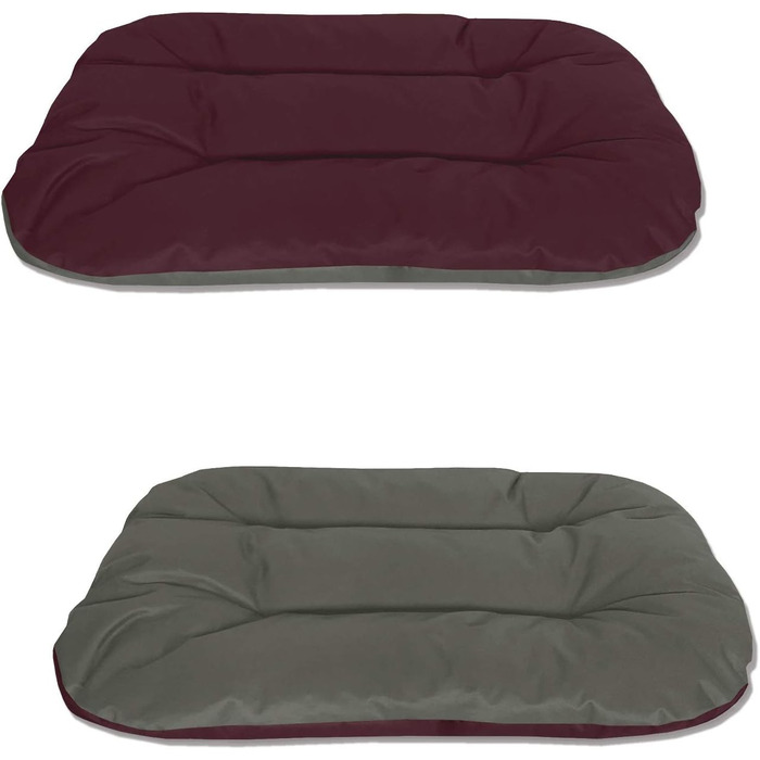 Льожа для собак BedDog® REX 2в1, велика, Бордо-сіра, овально-кругла, 80x60x11 см, для дому та вулиці