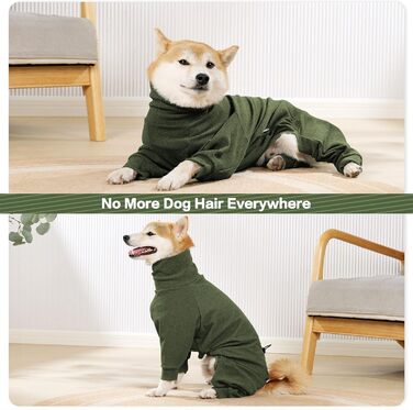 Теплий зимовий одяг для собак LIANZIMAU: флісовий теплий костюм з ніжками для малих, середніх та великих собак, зелений, розмір M