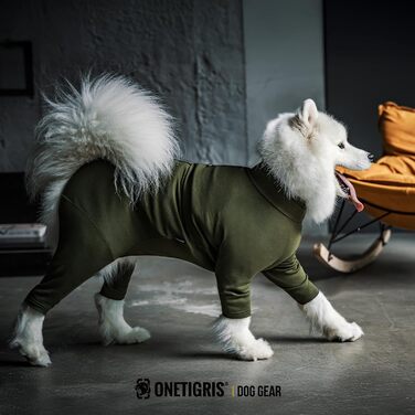 Комбінезон для собак OneTigris FUZZBUD, теплий та м'який, для собак середніх та великих порід, зелений (M)