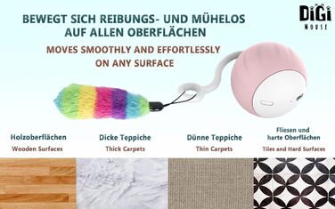 DigiMouse інтерактивна іграшка для котів з голосовою активацією, 4 змінними пір'їнами, котячою м'ятою, електричний котячий м'яч, LED-підсвітка, USB-C