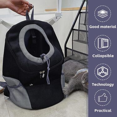 Переносний дихаючий рюкзак для собак та котів, регульований транспортний рюкзак з вікном (Чорний, M)