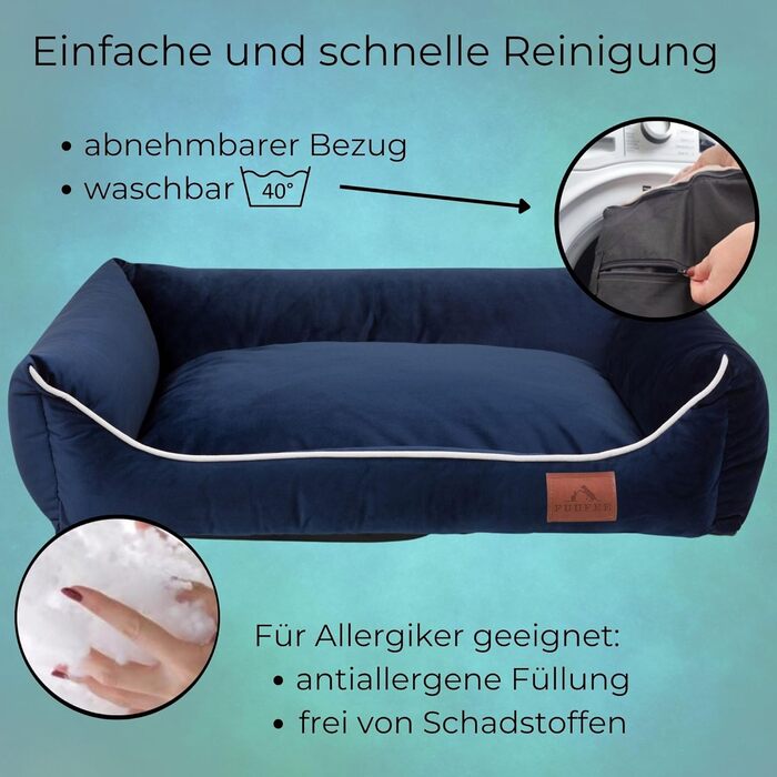 FUUFEE Крісло-ліжко для собак Великих порід, 100 x 80 см, Зручне, Миється, Знімний чохол на блискавці, Колір: Кориця (S (60 x 40 см), Морський)