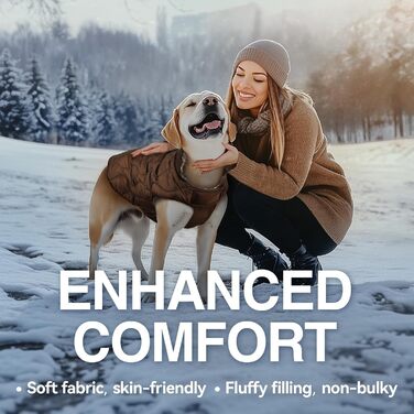 Теплий зимовий одяг для собак VIVAGLORY Softjoy: куртка з захистом живота, кава, розмір L (1 шт.)