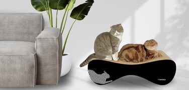 myKotty VIGO XL Когтеточка-лежак для котів, гофрокартон, біла, безпечна, для великих котів, 81×32,5×23,7 см