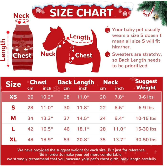 Пуловер для собак на Новий Рік та Різдво, теплий зимовий пуловер з напиленням Lebkuchenmann, одяг для тварин, XL