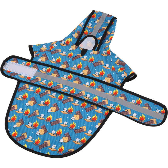 Дощовик для собак та цуценят HDE з капюшоном, модель Happy Camper (Гумакові качки), розмір XL