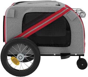 Причіп для велосипеда для собак та інших домашніх тварин. Червоно-чорний, Oxford-тканина, 122x52x53 см