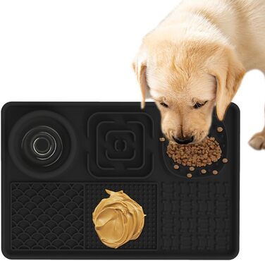 Килимок для собак і котів з силікону з присосками, антипригарний, для ласощів та ігор (Чорний)