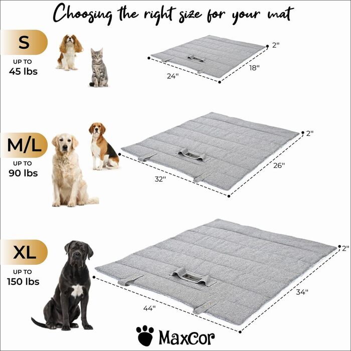 Килимок для собак великих порід, прямокутний, підтримує суглоби – двостороннє ліжко для собак, літо/зима, легко переносити, не деформується, можна прати в машині (XL (112 x 86 см), сірий)