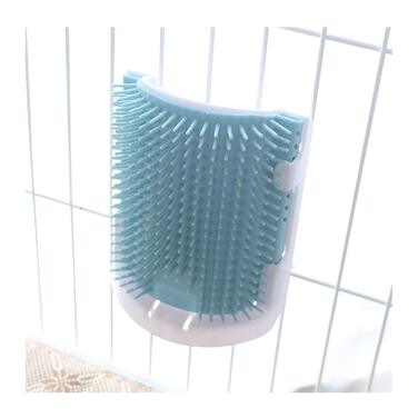 Щітка для котів з самоочищенням, для довгої та короткої шерсті, гребінець та скребок для кутів, безпечна та зручна (блакитна)