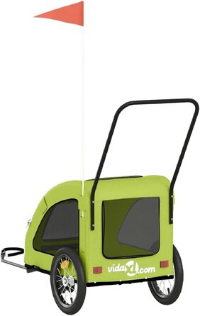 Фургон для собак Fasba: велосипедний причіп для тварин з відбивачами, прапором, зелений, 63,5 x 124,5 x 66 см