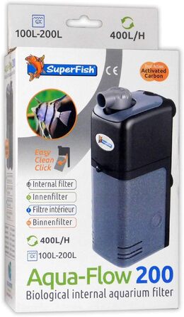 Акваріумний фільтр Superfish Aqua-flow-100 для очищення води, чорний (573036/1590)