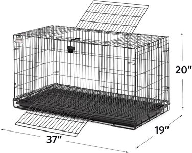 Клітка для кроликів MidWest Wabbitat, металева, 94×48×53 см, з пластиковим піддоном і сітчастою підлогою 1,3 см, чорна, складна