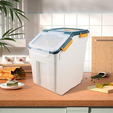 Контейнер для зберігання корму для собак AnRui, 13,6 кг, блакитний, з герметичним кришкою, для корму котів, зерна, мюслі, круп, борошна, органайзер