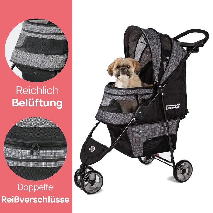 Візок для собак Innopet Buggy Avenue сірого кольору з дощовим захистом