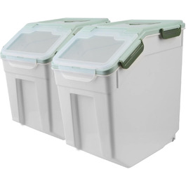 Контейнер для зберігання корму для собак великого об'єму (13.6 кг) з ложкою та мірним стаканчиком (2 шт., сірий/зелений)