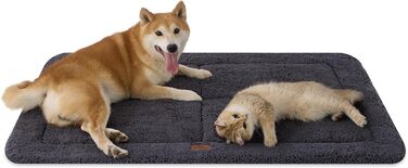 Килимок для собак Joydeco - двосторонній, з м'якої флісової тканини, для переносок та кліток, середніх та маленьких собак (темно-сірий, 122x76 см)
