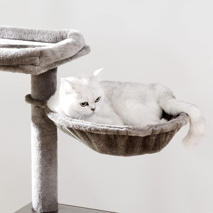 Когтеточка з шафою для котячого туалету HOOBRO, 2-в-1, 150 см, меблі для прихованого туалету, з сизалевими стовпчиками, знімна іграшка, сіро-бежевий