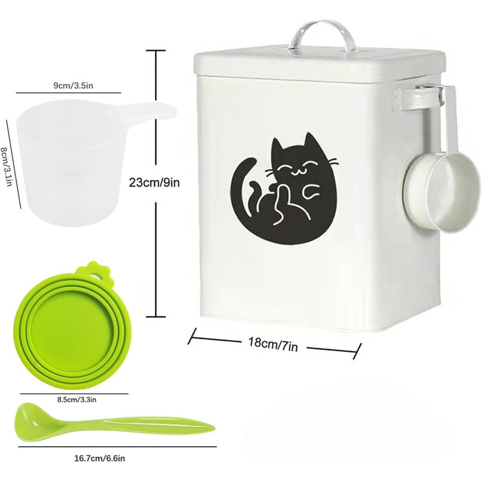 Контейнер для котячого корму JYCRA, портативний, білий, з ложкою