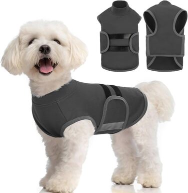 Жилет-заспокійник для собак IECOii, сірий, регульований, з світловідбиваючими смугами, для маленьких собак, S (XS: обхват грудей 30-41 см)