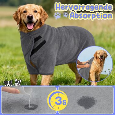 Рушник для собак Extra Saugfähig: Швидковисихаючий халат для собак з клямками, з мікрофібри, для великих, середніх та маленьких собак (XL)