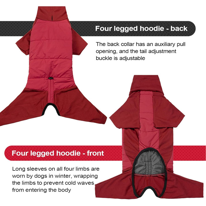 Зимовий теплий одяг для собак: теплий куртка з високим коміром для малих, середніх та великих собак, для прогулянок та альпінізму, сірий, розмір XL (червоний, розмір L)