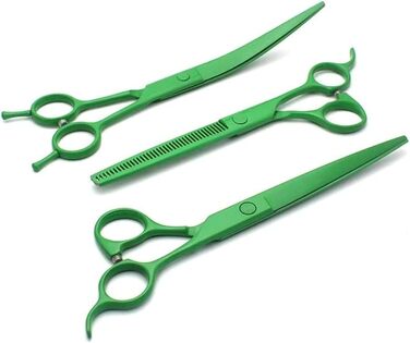 Ножиці для собак, вигнуті, професійні, набір BeautyScissors, для стрижки шерсті тварин (зелені)