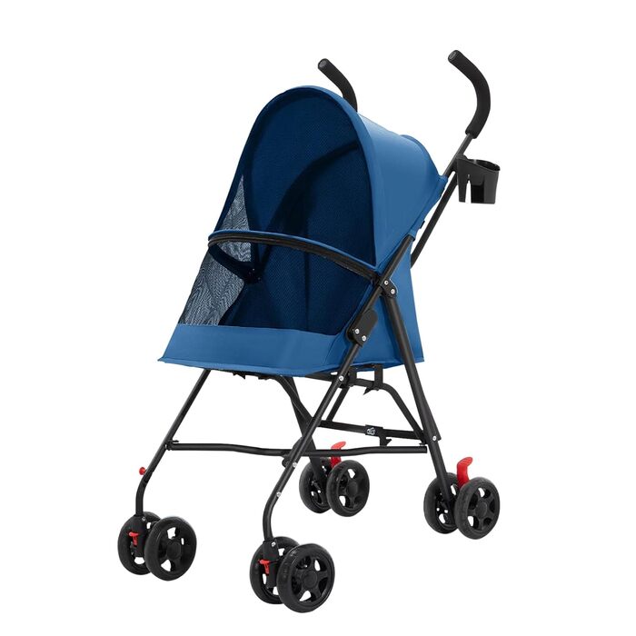 Візок для собак Homewell 2в1: візок-будка, сумка-переноска з підсклянниками, гальма та дощовик. Підходить для прогулянок з домашніми тваринами (Блакитний)