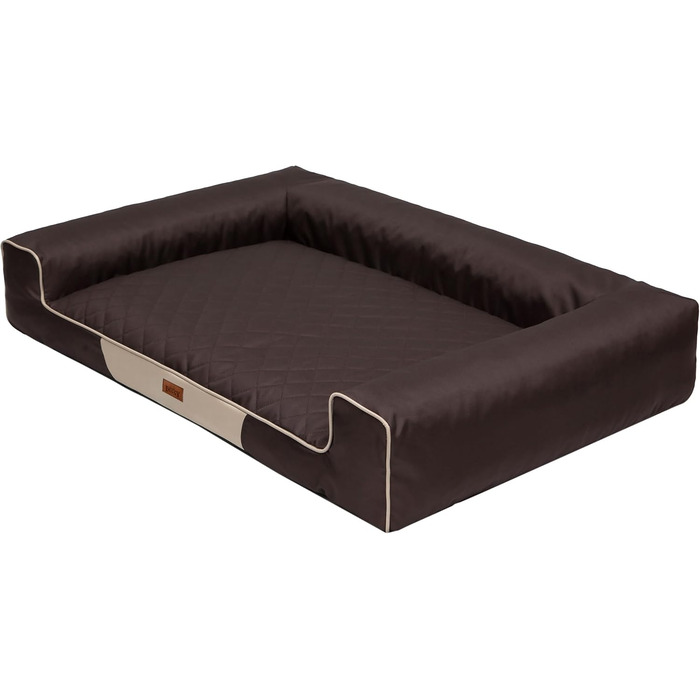 Лежак для собак HOBBYGARDEN XXL, темно-коричневий, 118x78 см, м'який матрац, ліжко-матрац для великих собак
