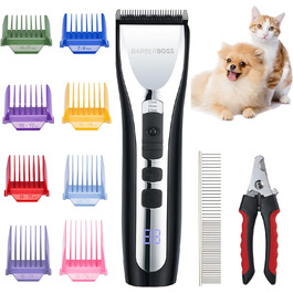 Набір для грумінгу тварин BarberBoss: бездротовий тихий тример для густого та спутанного хутра, акумуляторна шерстьова ножиця, тример для подушечок лап