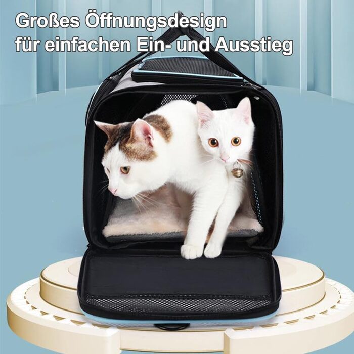 Транспортна переноска для котів та собак, велика, 46x28x29 см, розширювана, сіра. Підходить для котів, собак, цуценят, авіаперевезень.