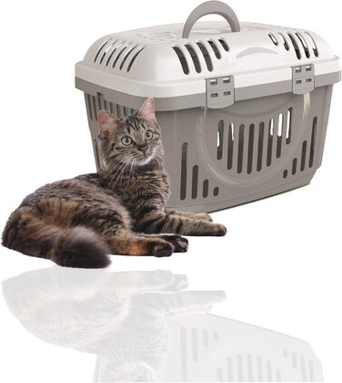 Транспортна переноска для котів Rohrschneider (сіра, велика) з ручкою