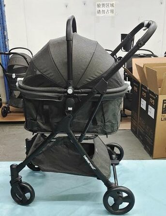 Візок для собак та котів з функцією складання - чорний, 73x55x100 см, до 15 кг