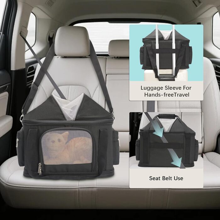 Сумка-переноска для собак і котів 2-в-1, чорно-коричнева, 38.1 x 19.1 x 15 x 7.5 x 12.2 см