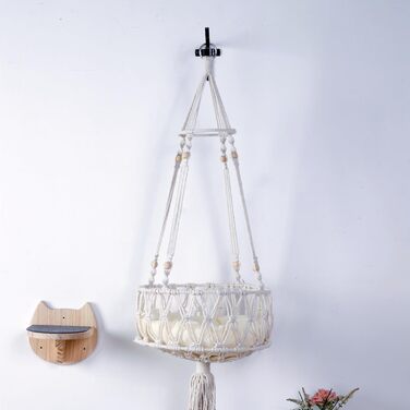 Котяча гамака SHENGOCASE макраме Boho з 3 рівнями, настінне підвісне ліжко для котів, 33 см, з кріпленням, для домашніх котів