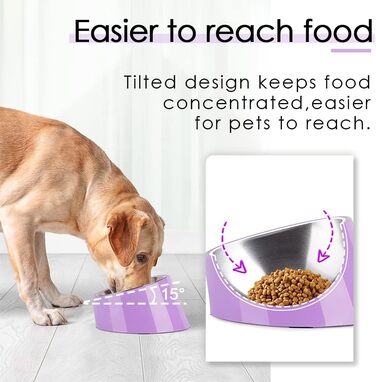 Нахилений годівниця для собак та котів SuperDesign 15°, піднята годівниця, миска для тварин з антиковзним підставою з меламіну, м'ятно-зелений (фіолетовий, M)