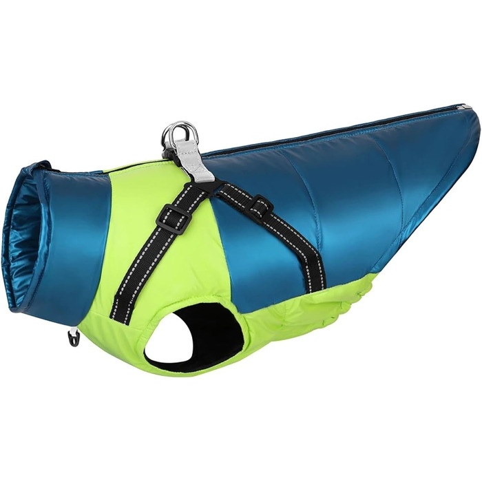 Водонепроникна жилетка для собак з шлейкою, для вулиці, світловідбиваюча, легка, для шин-ін, бульдога та інших, (Blue, XL)