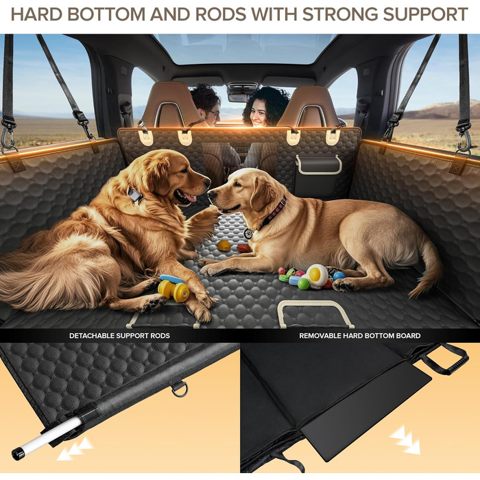 Подовжувач для заднього сидіння вантажівки XL для собак, жорстка основа, чохол на сидіння автомобіля для собак, міцна автомобільна гамак для собак, водонепроникні чохли для сидінь для домашніх тварин для вантажівок, F150, Ram1500 та великі SUV, сірий колі