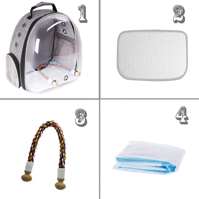 Рюкзак-переноска для птахів Interfashioner® Bird Carrier Rucksack, сірий (Feathered Grey)